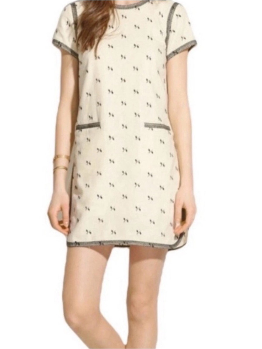 Madewell ivory embroidered linen dress